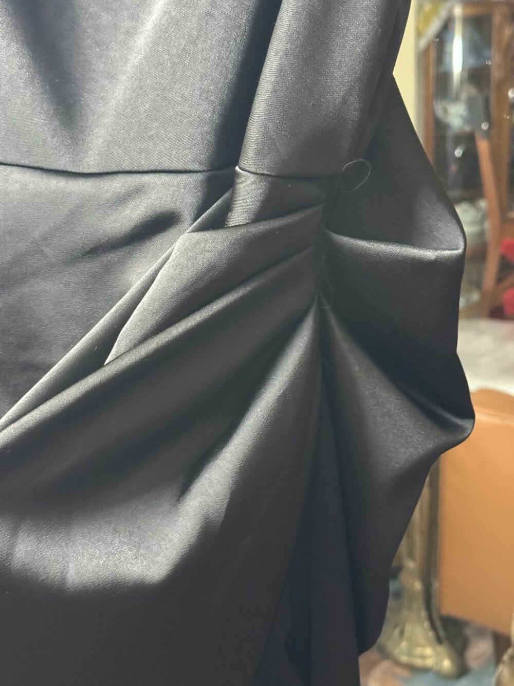 Shein Black Satin Cocktail Wrap Dress with Spaghetti Straps - Picture 3 of 8